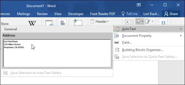 Би Word 2016 дээр Автотекстийг хэрхэн ашиглах вэ?